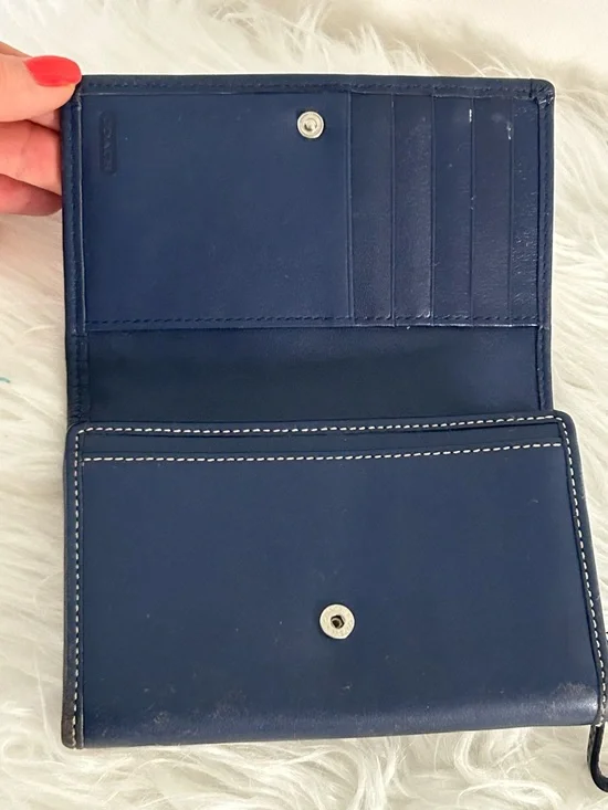 Coach Legacy Blue Leather Wallet USA vintage Clutch Y2K - Picture 9 of 12